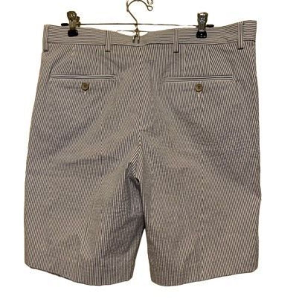 Britches By Samtex Size 33W Blue & White Seersucker Chino Shorts